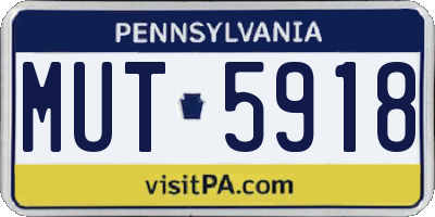 PA license plate MUT5918