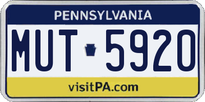 PA license plate MUT5920