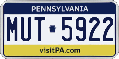 PA license plate MUT5922