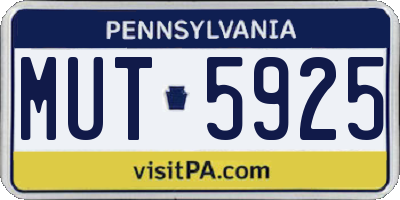 PA license plate MUT5925