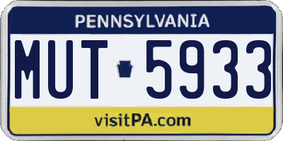 PA license plate MUT5933