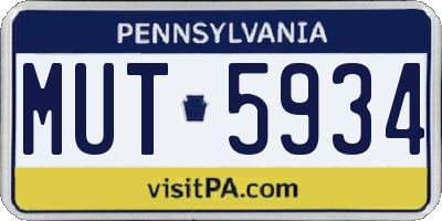 PA license plate MUT5934