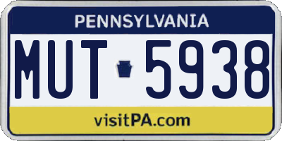 PA license plate MUT5938