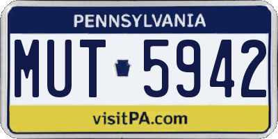 PA license plate MUT5942