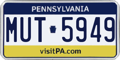 PA license plate MUT5949