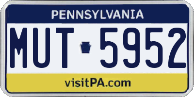 PA license plate MUT5952