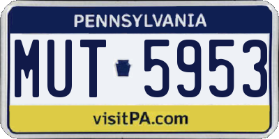 PA license plate MUT5953