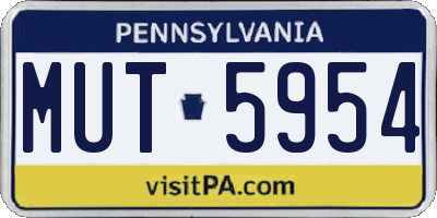 PA license plate MUT5954