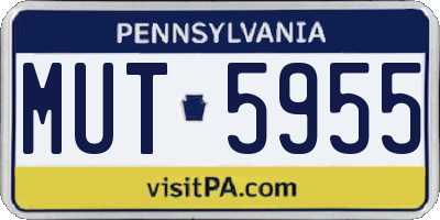 PA license plate MUT5955