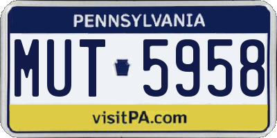 PA license plate MUT5958