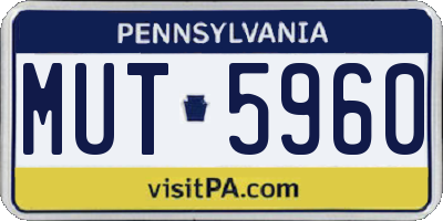 PA license plate MUT5960