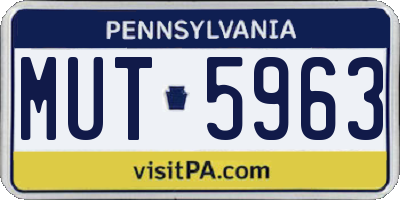 PA license plate MUT5963