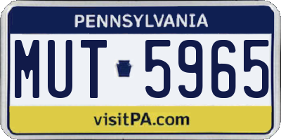 PA license plate MUT5965