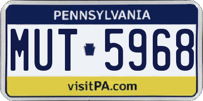 PA license plate MUT5968