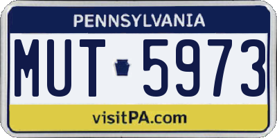 PA license plate MUT5973