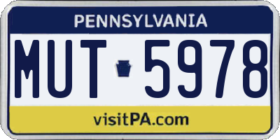 PA license plate MUT5978