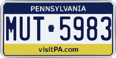 PA license plate MUT5983
