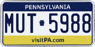 PA license plate MUT5988