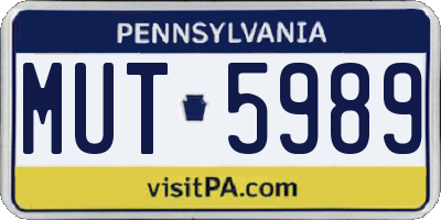 PA license plate MUT5989