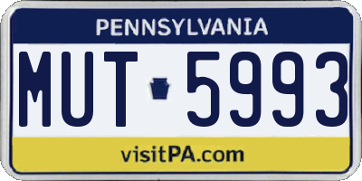 PA license plate MUT5993