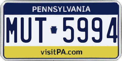 PA license plate MUT5994