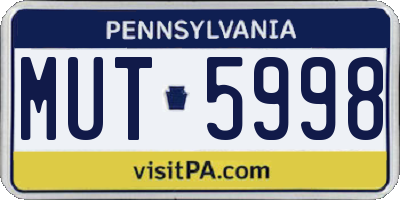 PA license plate MUT5998