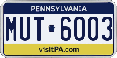 PA license plate MUT6003