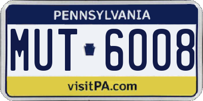 PA license plate MUT6008