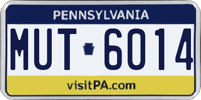 PA license plate MUT6014
