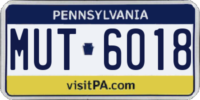 PA license plate MUT6018