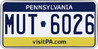 PA license plate MUT6026