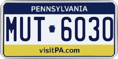 PA license plate MUT6030