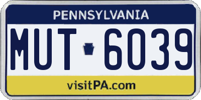 PA license plate MUT6039
