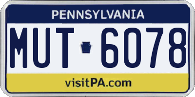 PA license plate MUT6078