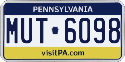 PA license plate MUT6098