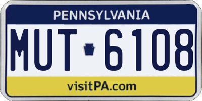 PA license plate MUT6108