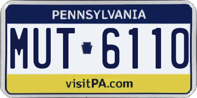 PA license plate MUT6110
