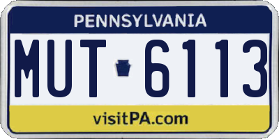 PA license plate MUT6113