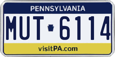 PA license plate MUT6114