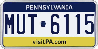 PA license plate MUT6115