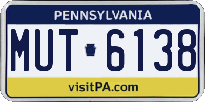 PA license plate MUT6138