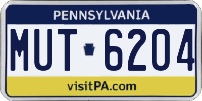 PA license plate MUT6204