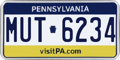 PA license plate MUT6234