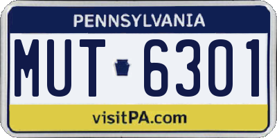 PA license plate MUT6301