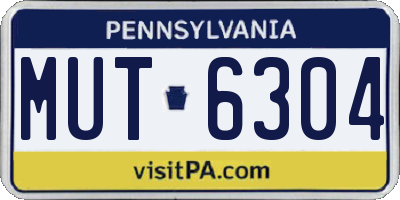 PA license plate MUT6304