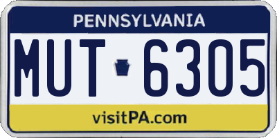 PA license plate MUT6305