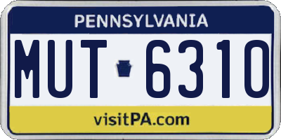 PA license plate MUT6310