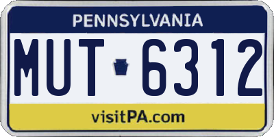 PA license plate MUT6312
