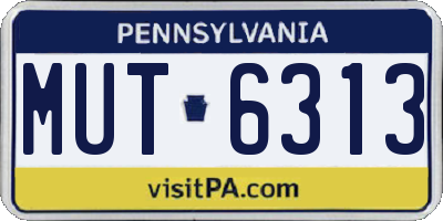 PA license plate MUT6313