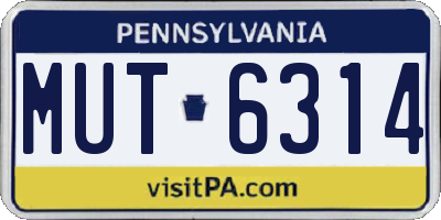 PA license plate MUT6314